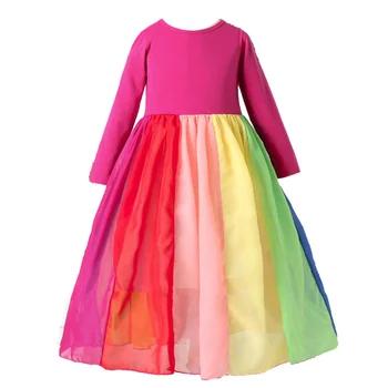 

Ress Toddler Baby Girls Long Sleeve Rainbow Print TuTu Dress Clothes Roupas Infantis Menina Kids Dresses For Girls Vestidos 1-6Y