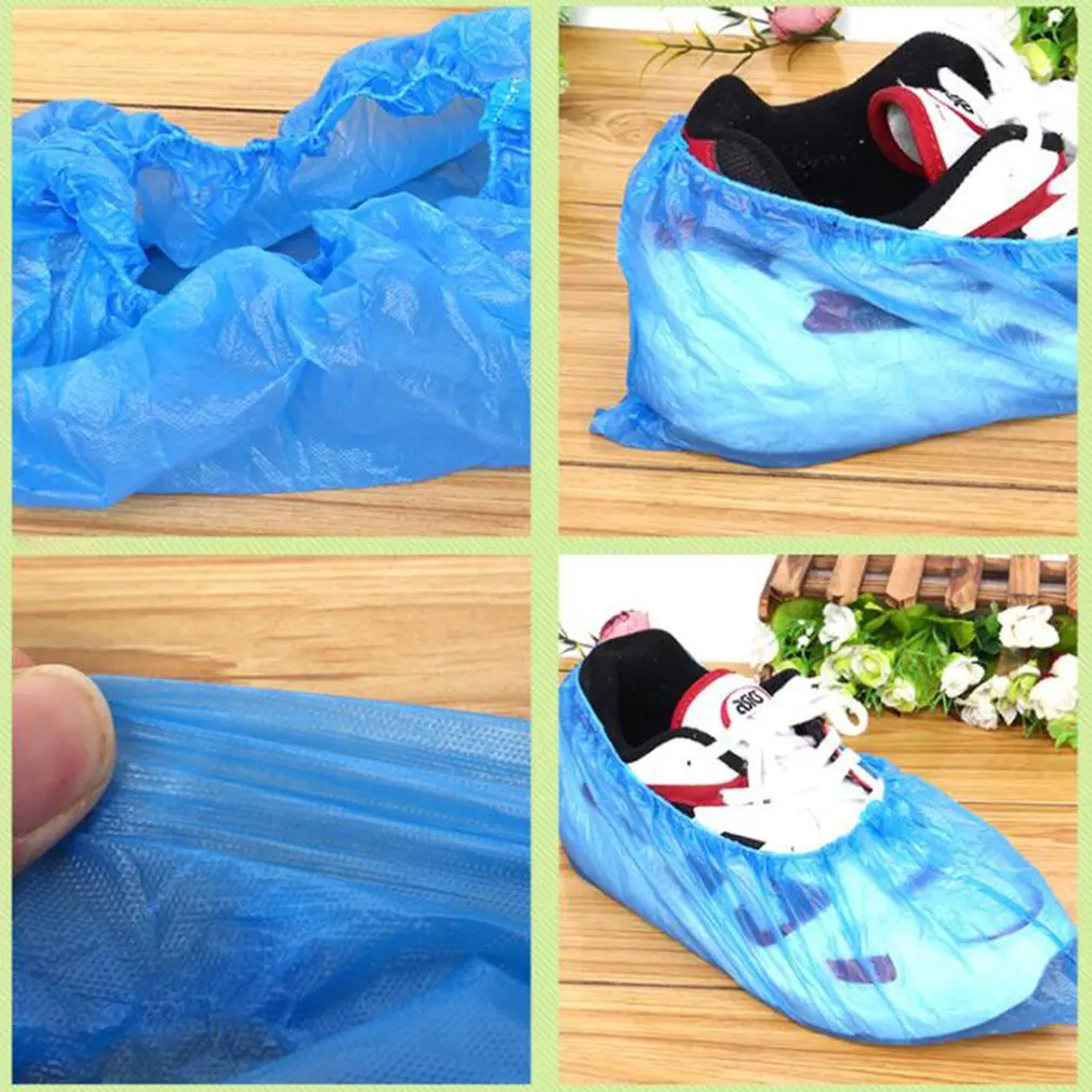 100pcs Disposable Plastic Shoe Covers Waterproof Boot Covers Hospitality Lab Cleaning Tool Cycling Prevent Wet Shoes