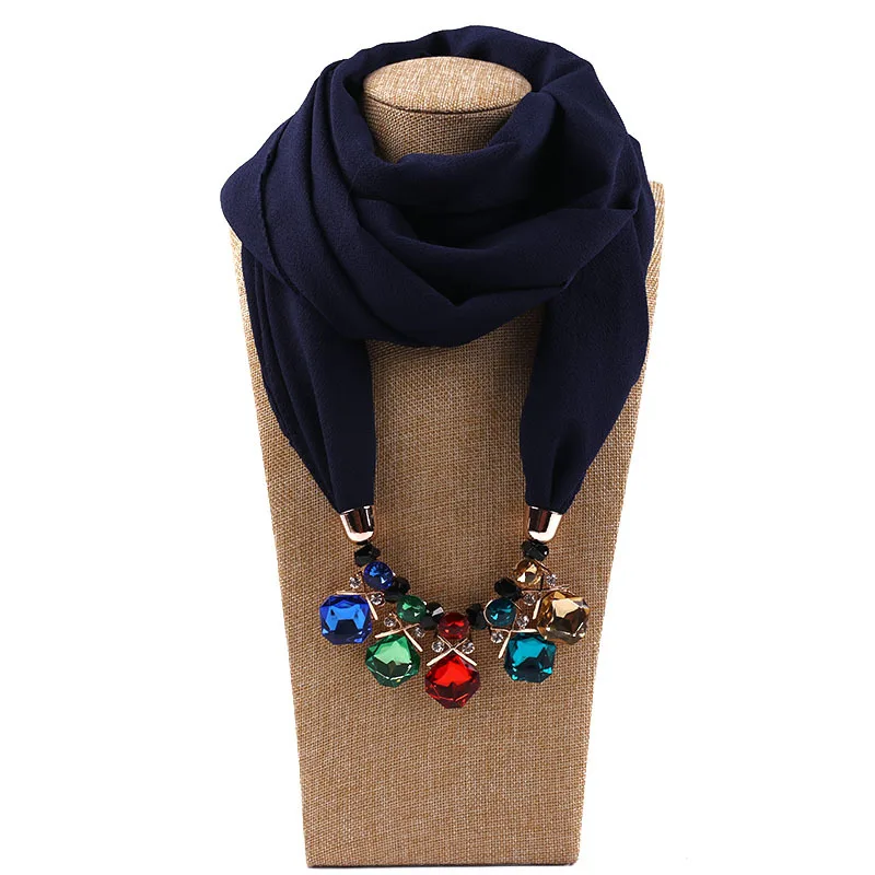 H0d5d1b11ab6a4baf95e64151691ad24fs Elegant Girl Beads Necklace Pendant Ring Scarf Multi-style Lady Chiffon Solid Scarf Hijabs Muslim Head Scarve Turban Accessories Mallzona