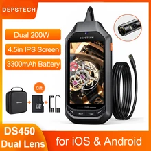 DEPSTECH DS450 1080P Dual Lens Industrial Endoscope Camera with 4.3'' IPS Screen 2MP Video Inspection Camera for Car Sewer Drain