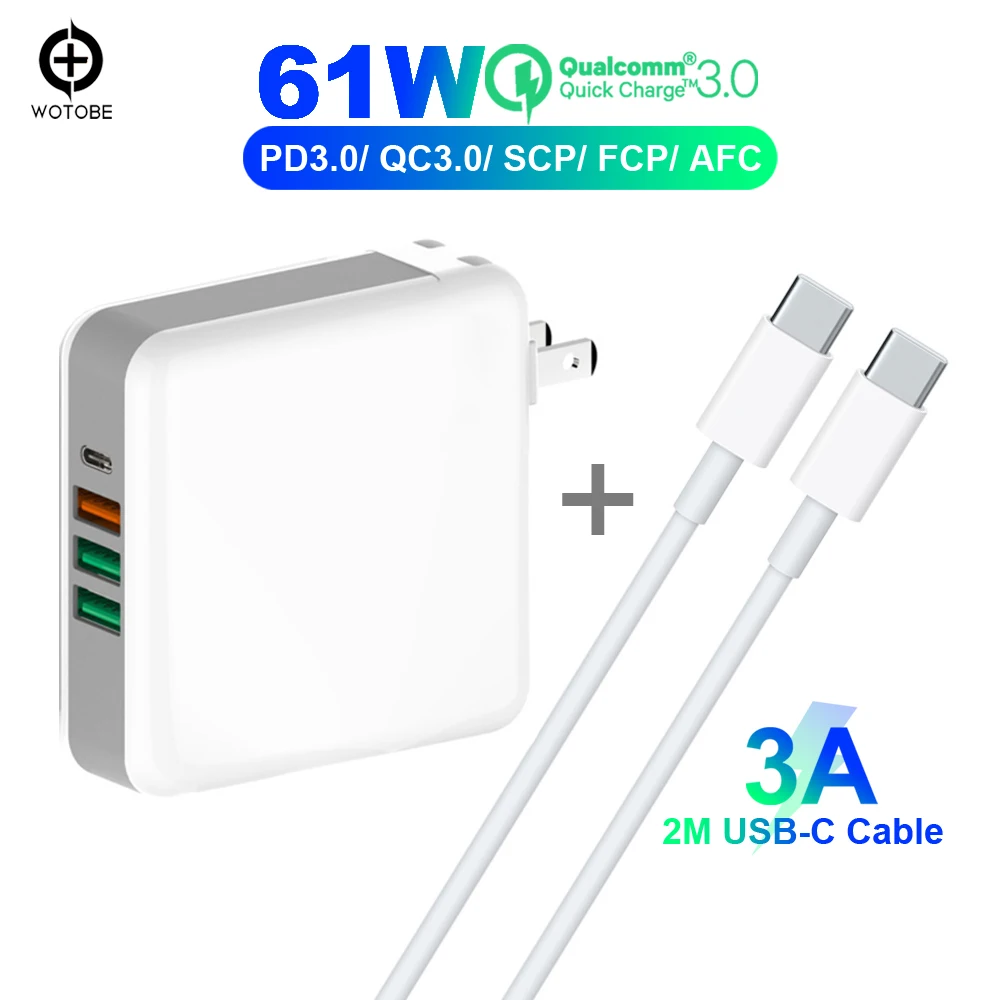 TYPE C USB адаптер питания PD 61 Вт/30 Вт QC3.0 18 Зарядное устройство для xiaomi huawei note book s10/s9 iPad