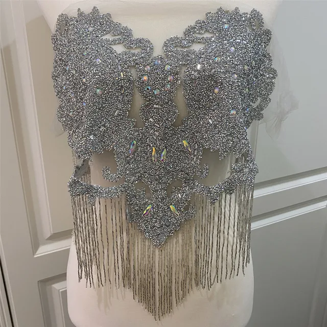 Newl design pineapple shape Gold rhinestone Motif Hot Fix Rhinestones Embellishment Iron on DIY  Patches Sewing Supplies craft C silver