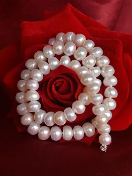 

[ZHIXI] Natural Freshwater Pearl Necklace Fine Jewelry Long Necklace For Women 3 Color Party Wedding Gift [X225]