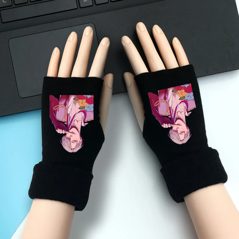 Yuri on Ice, кацуки, Victor, плисецкий, вязаные перчатки, хлопковые, теплые, на половину пальца, на запястье, варежки, модные, для косплея, реквизит, аксессуар, зима
