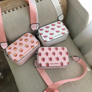 

New Fruit Pattern Handbags Small Box Shape Shoulder Bag Strawberry Crossbody Avocado Messenger Bag Fashion Clutch 2020