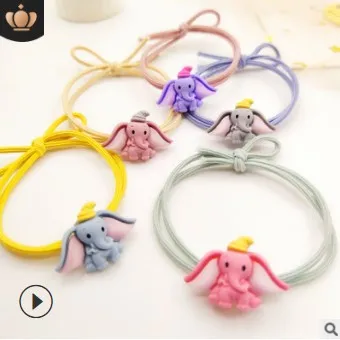 Многоцветный 400 шт/Партия DIY Мульти маленький слон с крыльями резинки простые двойные палубные эластичные кольца для волос Инструменты для укладки аксессуары HA663 - Цвет: Многоцветный