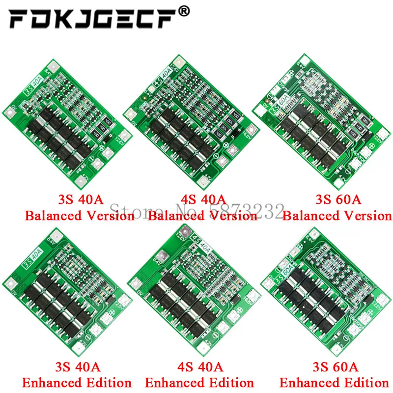 Защитная плата 3S/4S 40A/60A 18650 BMS, для зарядки литий ионных батарей, для двигателя перфоратора, 11,1 В/12,6 В/14,8 В/16,8 В с увеличителем/балансиром|Интегральные схемы|   | АлиЭкспресс