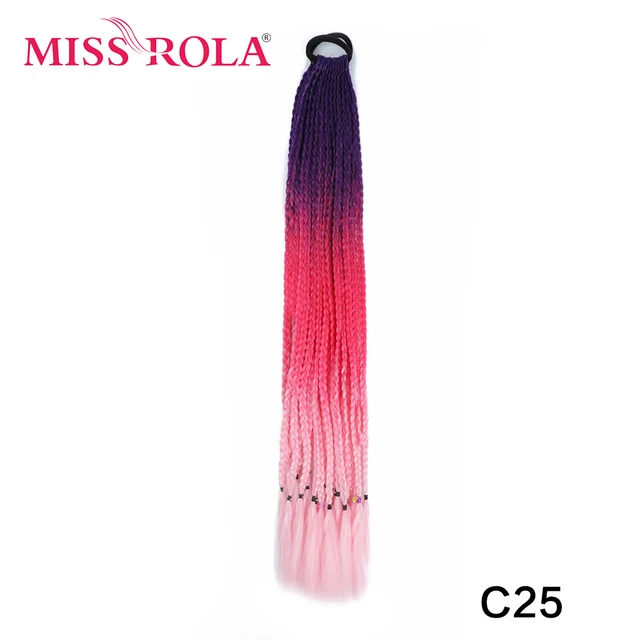Synthetic Chignon Hair 60cm Hair Color Gradient Dirty Braided Ponytail Women Elastic Hair Rubber Band Hair Accessories Headband C25