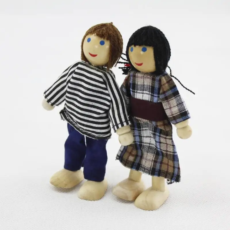 Миниатюрный мультяшный деревянный дом Моделирование Теплые Семейные фигурки Куклы Детские подарки дети ролевые игры подарки развивающие игрушки