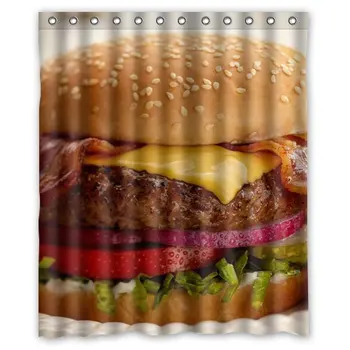 

food bacon cheese hamburger Shower Curtain 60 x 72 Inch Bathroom