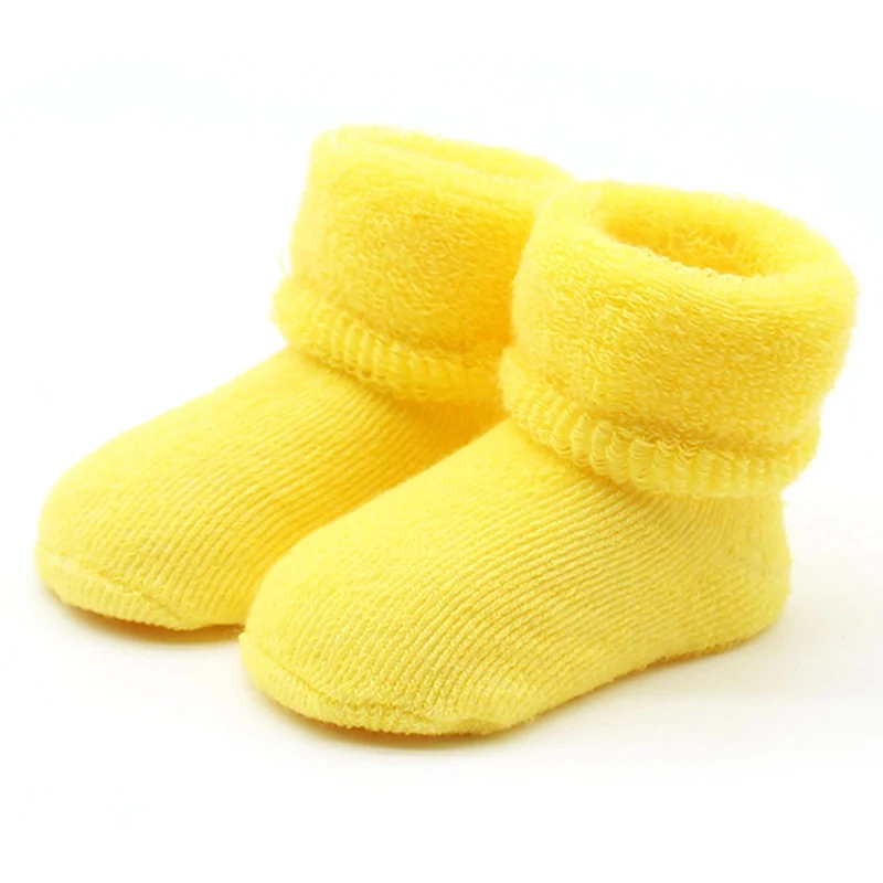 Зимние теплые мягкие толстый носок для новорожденных девочек; хлопковые повседневные нескользящие носки принцессы