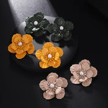 

Stud Earrings For Women Korean Style Pearl Metal Cute Colorful Girl Earrings Jewelry Gift Accessories