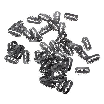 

50pcs Black U Shape Clips for Hair Extension Weft 23mm