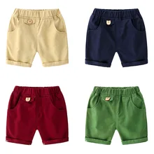 Мужские однотонные Летние повседневные шорты в Корейском стиле со средней талией, год Детские средние штаны