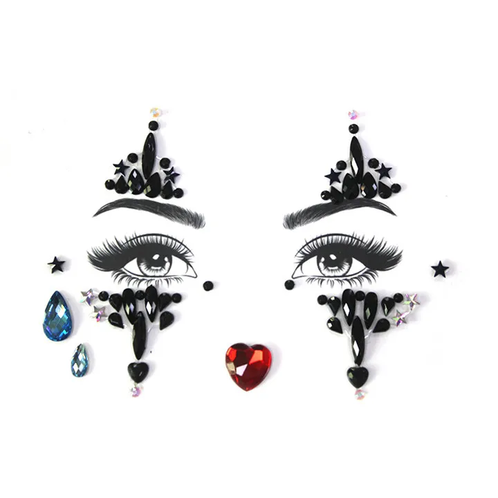 3  Colorful Rhinestone Jewelry Stickers For Women Fashion Diy Face Stickers Masquerade Party Diy Jewelry Marking Face Sticker