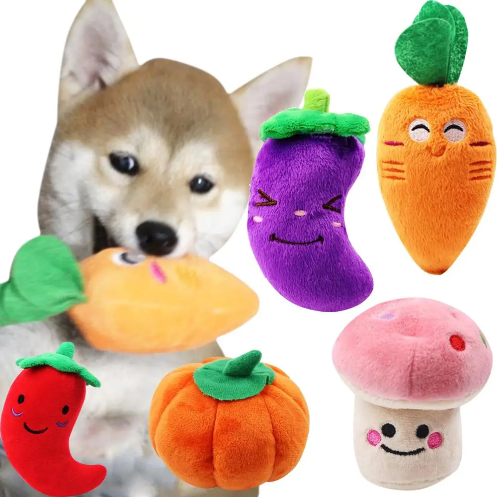 Squeaky Dog Toys Vegetables Plush Puppy Dogs Toy Sound Squeaker Chew
