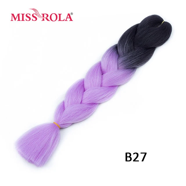 Miss Rola Synthetic Support Wholesale 100g 24 Inch Jumbo BraidsPink Green Yellow High Temperature Fiber Ombre Hair Extensions B27