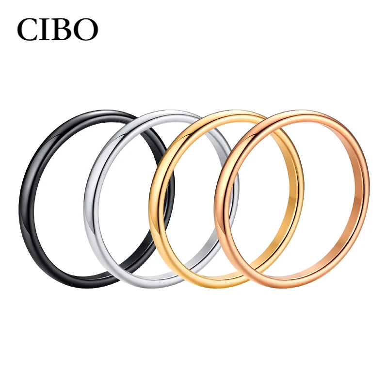 

Fashion 2mm Thin Rings For Women Girl Solid Stainless Steel Minimalist Ring Set Elegant Party Tail Rings For Women Jewelry