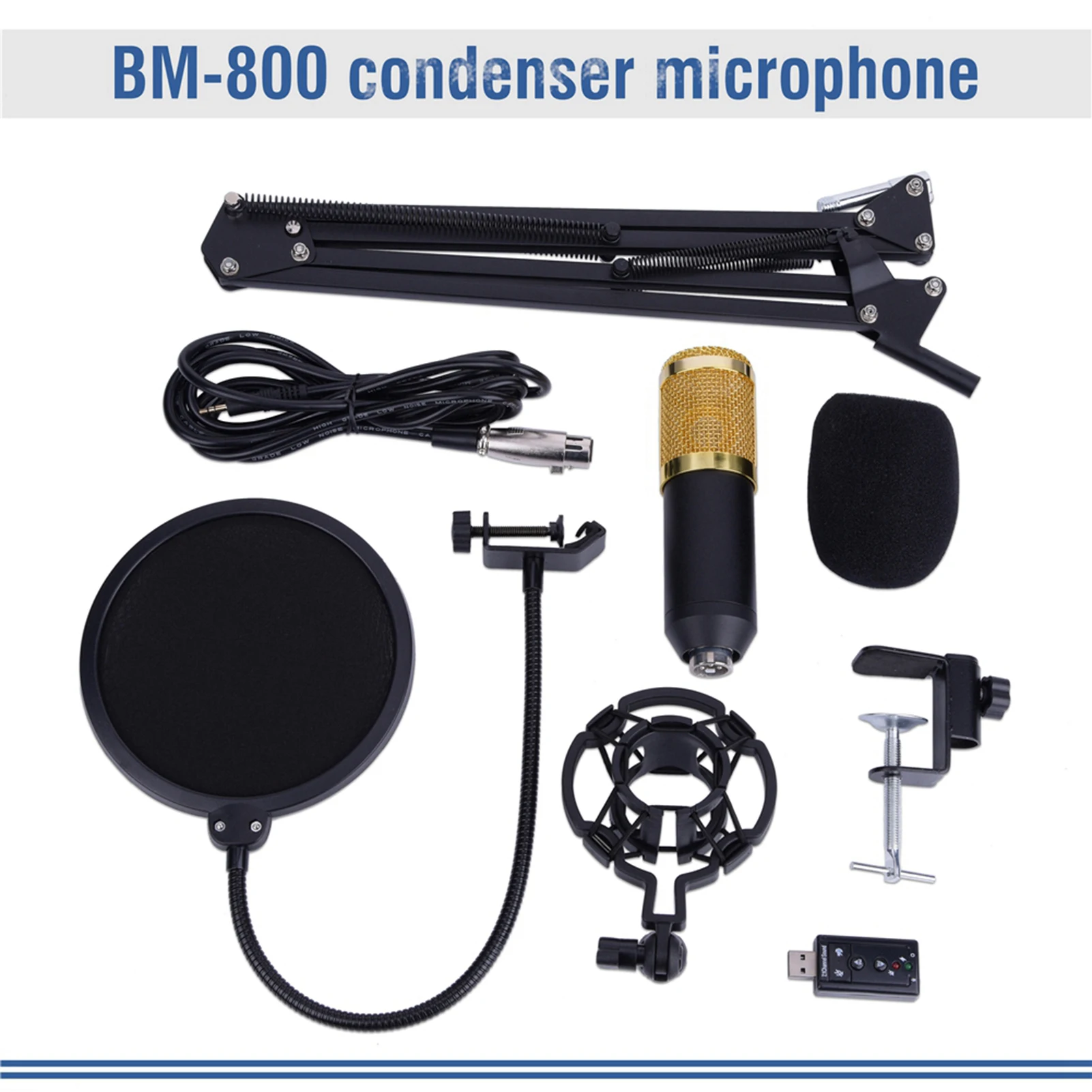 BM800 Студийный конденсаторный микрофон стойка поп-фильтр пенопластовый колпачок