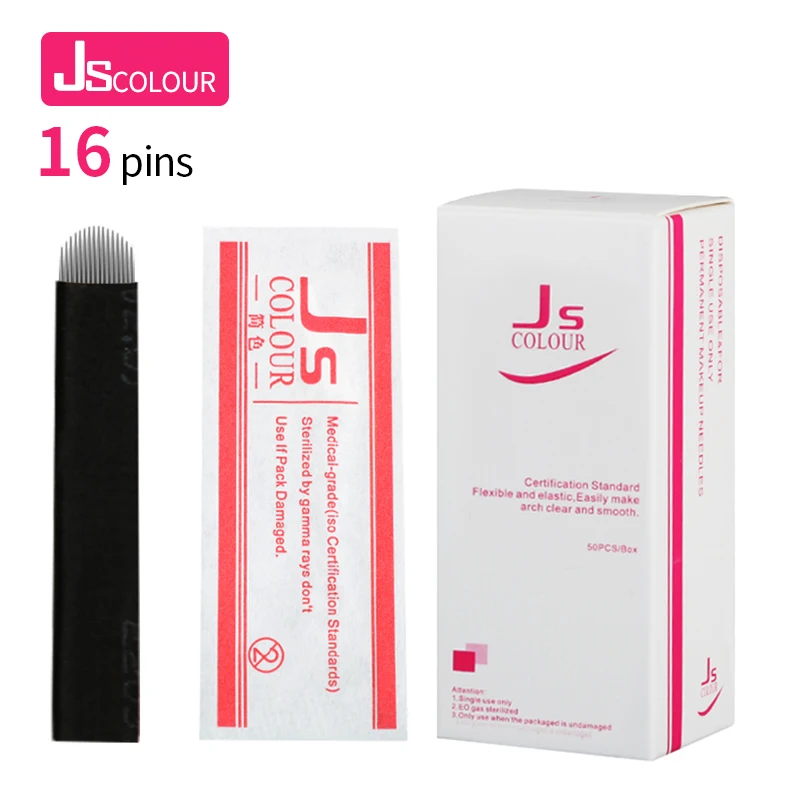 JSCOLOUR 500 шт 16 Pin игла u-образная татуировка для бровей превосходные микроблейдинг