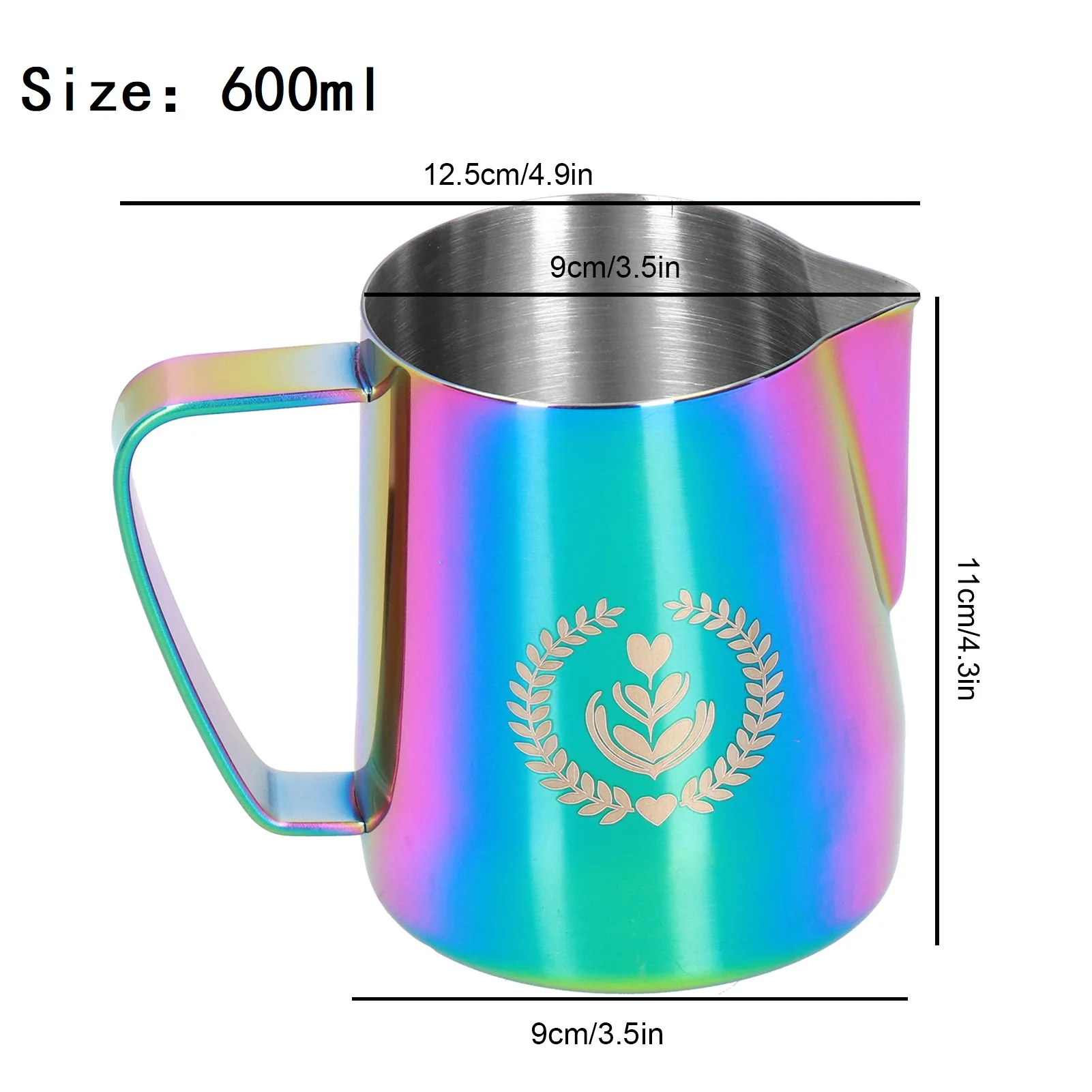 Rainbow Stainless Steel Milk Frothing Jug - 350ml | EspressoWorks