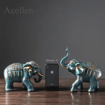 

Elephant Figurines Craft Carved Natural Resin Animals Statue For Decor Chakra Healing home decoration accessories Europe