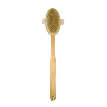

Long Wooden Handle Design Bath Body Brush Natural Bristles Exfoliating Body Massager Skin Cleaning Brush for Bathroom