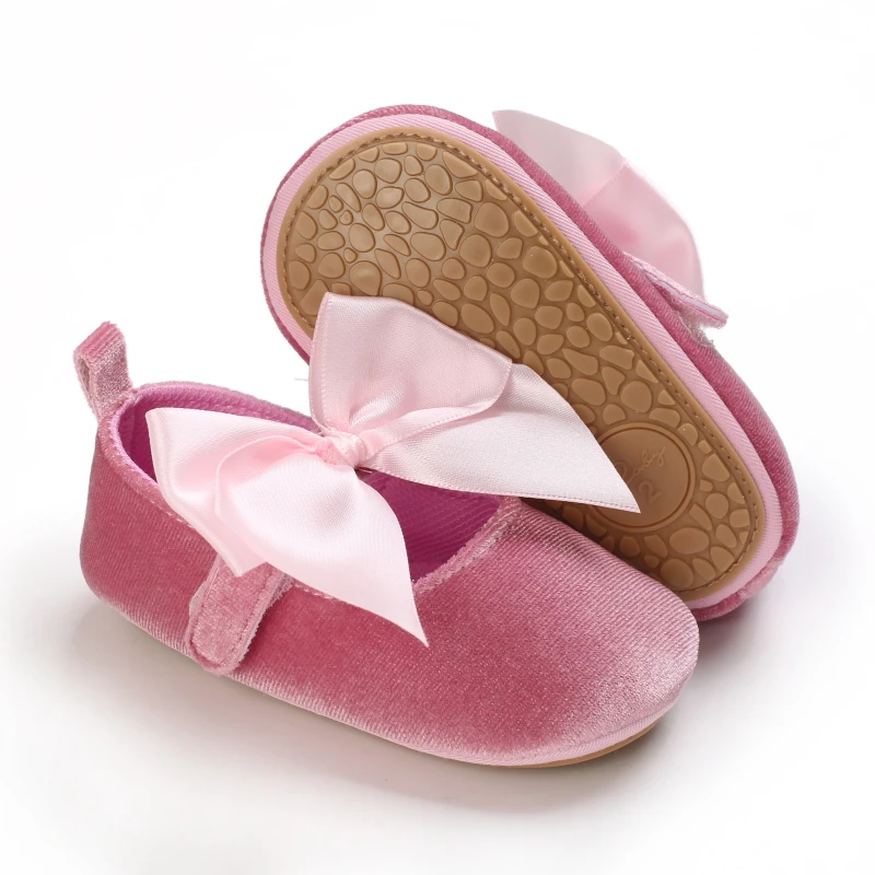 Infant Newborn Baby Girls Princess Non-Slip Floral Border Shoes Toddler Baby Soft PU Leather Prewalker Shoes Solid First Walkers