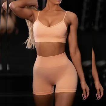 

Women's yoga suit 2020 new seamless sexy sling sports fitness bra tight suit