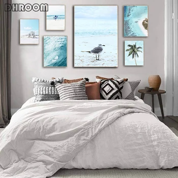 

Ocean Landscape Canvas Poster Nordic Style Beach Surfing Summer Travel Wall Art Print Painting Decoration Picture Home Decor