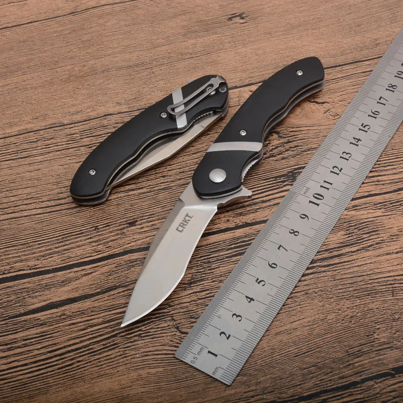 Подшипник CRKT 7280 Карманный охотничий выживания 8Cr13MOV лезвие стальной деревянной ручкой akc складной нож - Цвет: Black