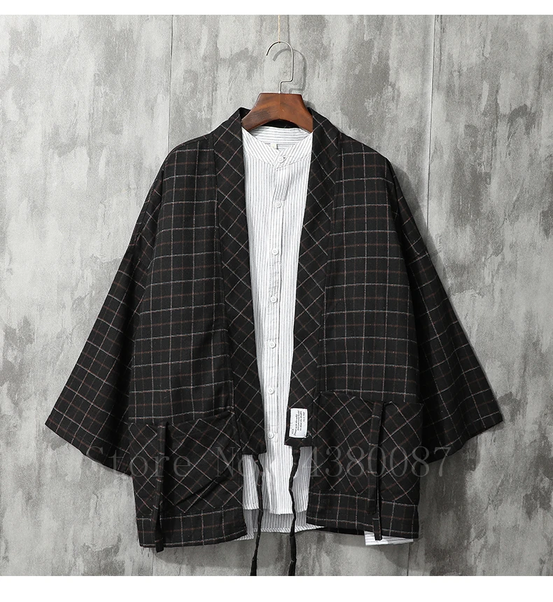 Quimono masculino estilo tradicional japonês casaco cardigan