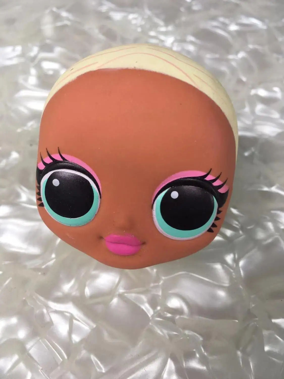 green no eyebow Не волосы мода сестра кукла голова игрушка luls девочка кукла голова DIY кукла игрушка часть девушка мода Сделай Сам Туалетная игрушка размер головы 7X8 см - Цвет: green no eyebow