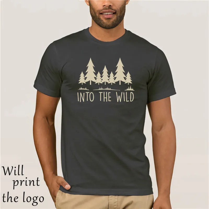 Мужская футболка с графическим принтом INTO THE WILD - Цвет: charcoal gray