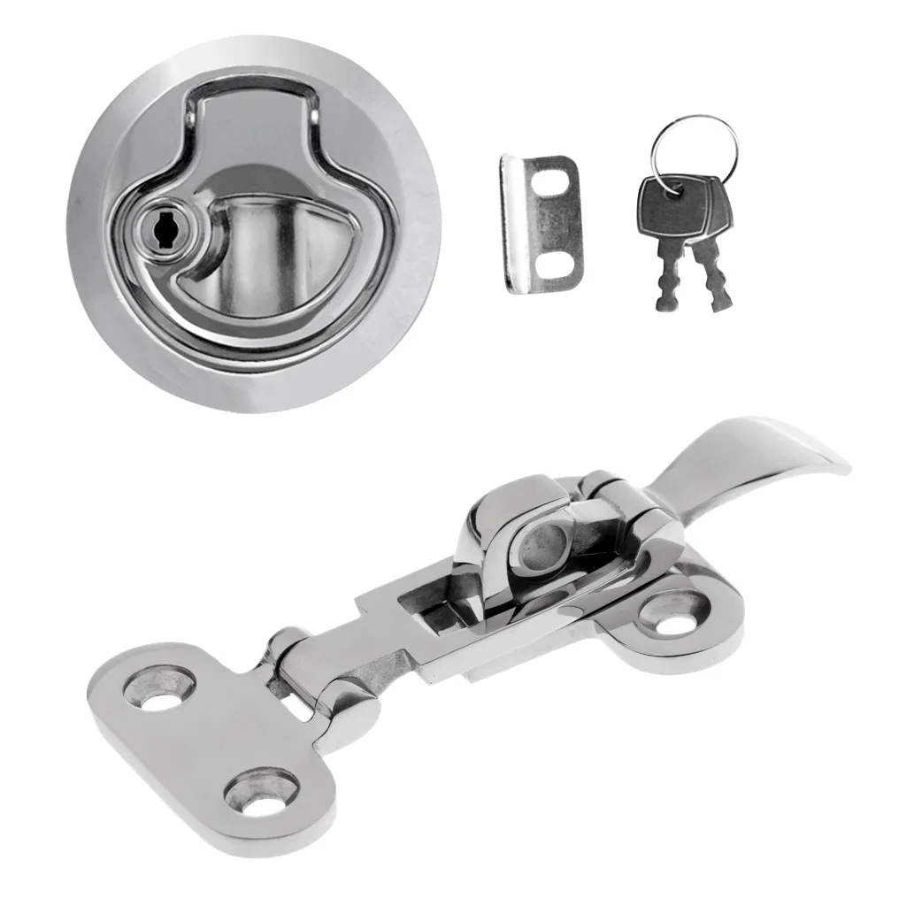 Stainless Steel Boat Anti-Rattle Latch + Zinc Alloy Chrome Lock Slam Latch