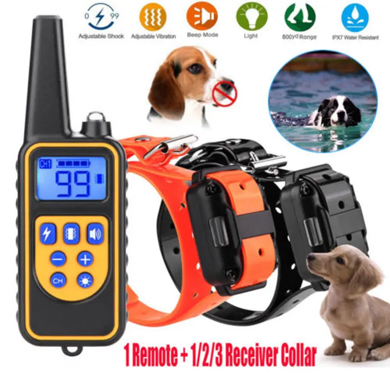 

Electric Dog Training Collar Waterproof Rechargeable Remote Control Pet With LCD Display For All Size Bark-Stop Collars