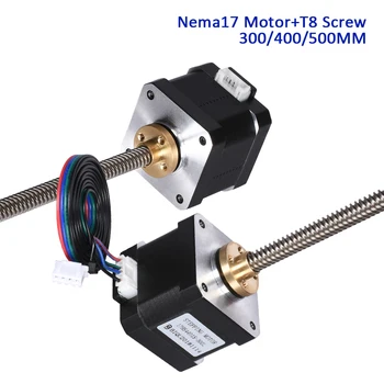 Nema17 Motore Passo A Passo di 17HS4401S 40 MILLIMETRI Con Vite di Comando T8 300 400 500 MILLIMETRI di Lunghezza Dado di Rame Per 3D Stampante parti Trapezoidale Kit XYZ