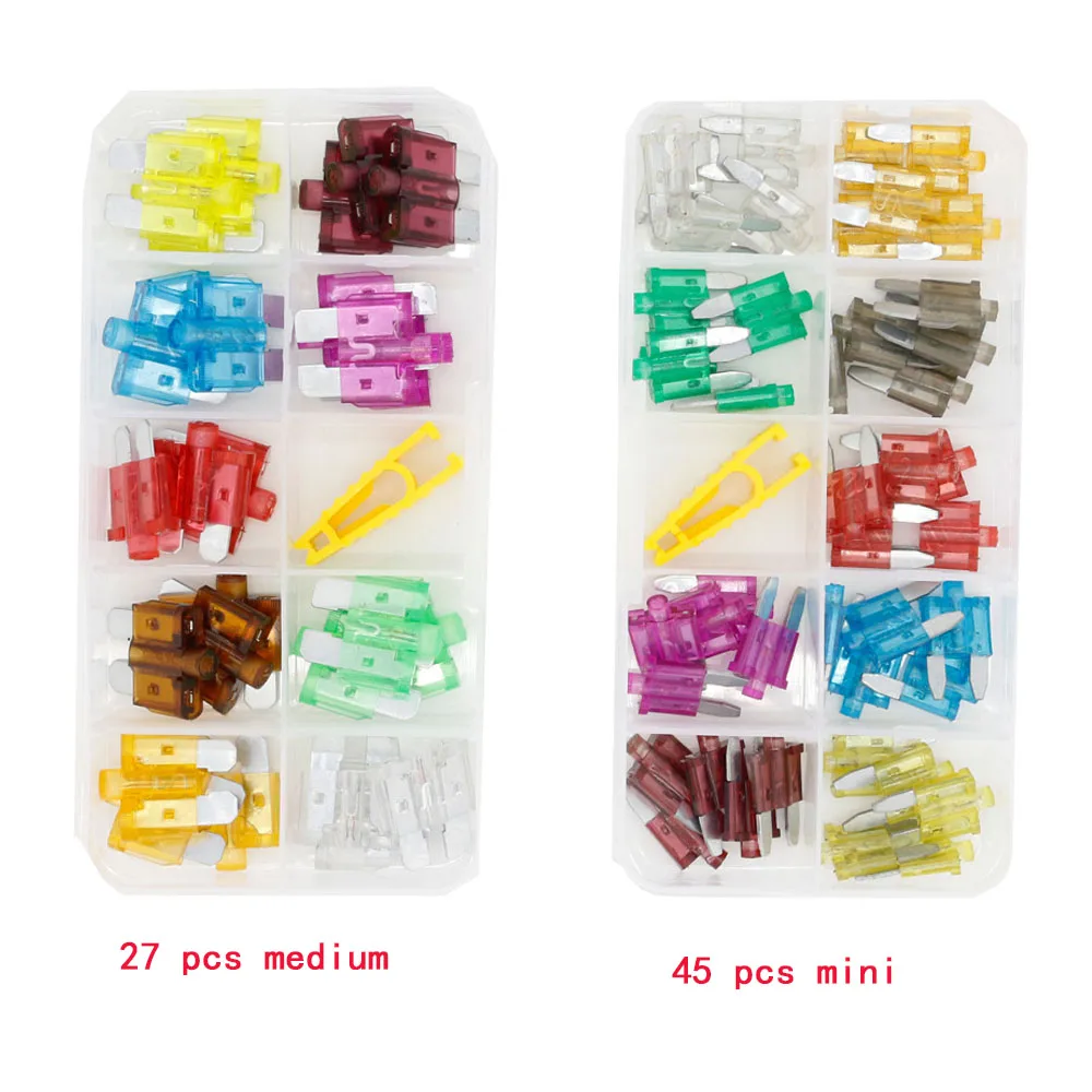

27PCS medium/45PCS small 5-40A car fuse with light boxed 32V plug-in type