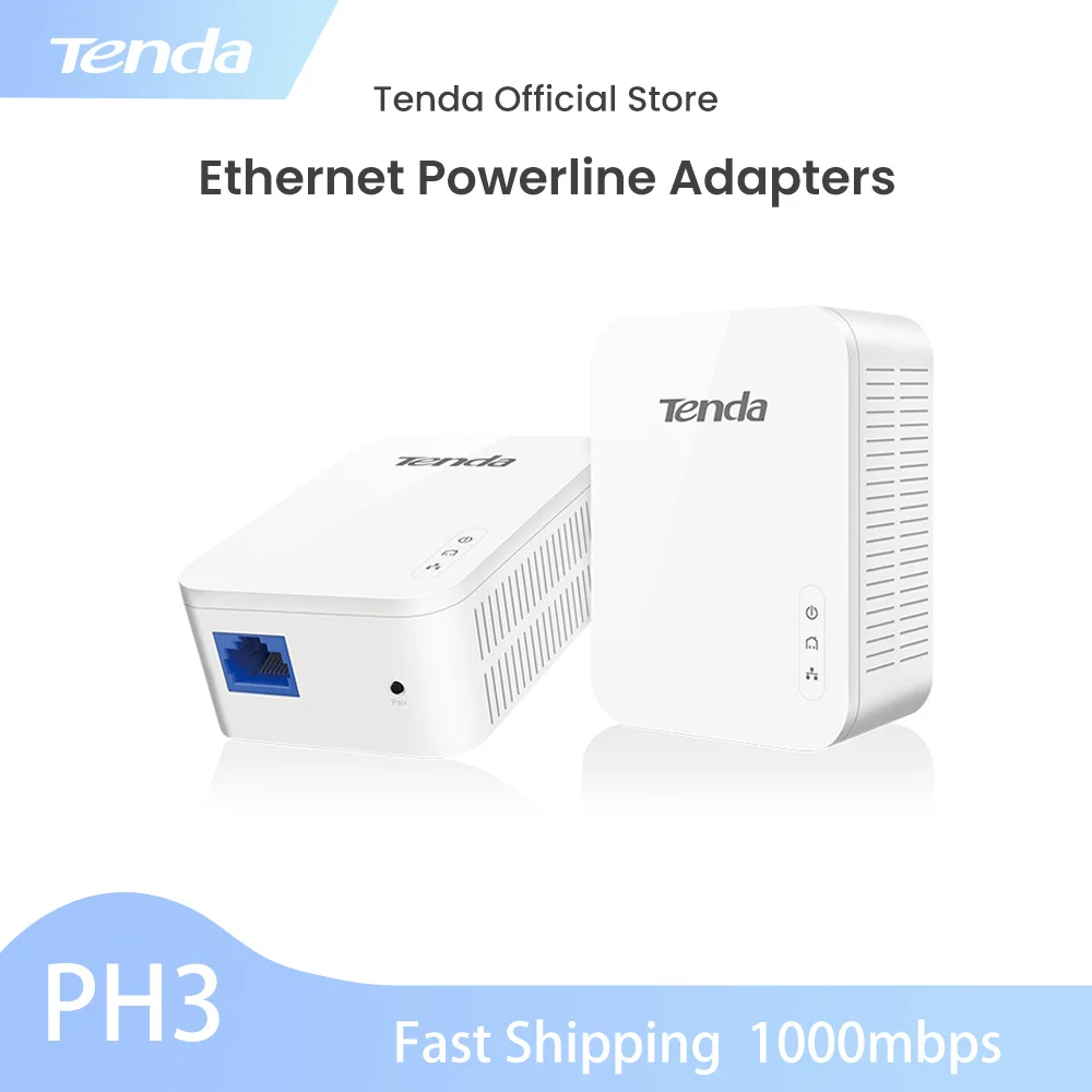 Tenda Ph3 Av1000 Gigabit Powerline Adapter Kit Plc Power Line Network 1port 1000mbps