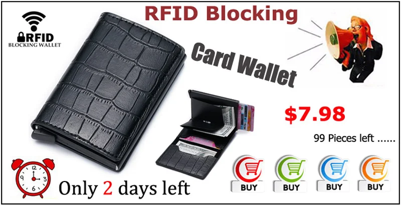 New Fashion Anti RFID Blocking Men's Credit Card Holder Leather Small Wallet ID Bank Card Case Metal Protection Purse For Women