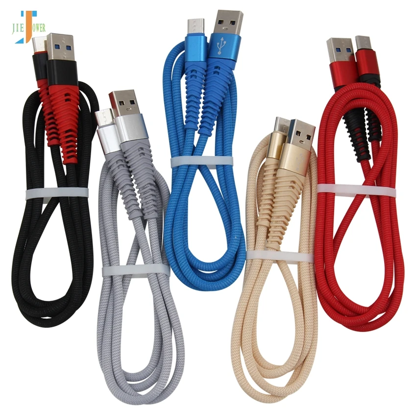 500 шт./лот нейлоновый Плетеный usb-кабель TypeC кабель для быстрой зарядки для samsung Galaxy для htc 10 MacBook Xiaomi Mi8 2S Зарядный шнур