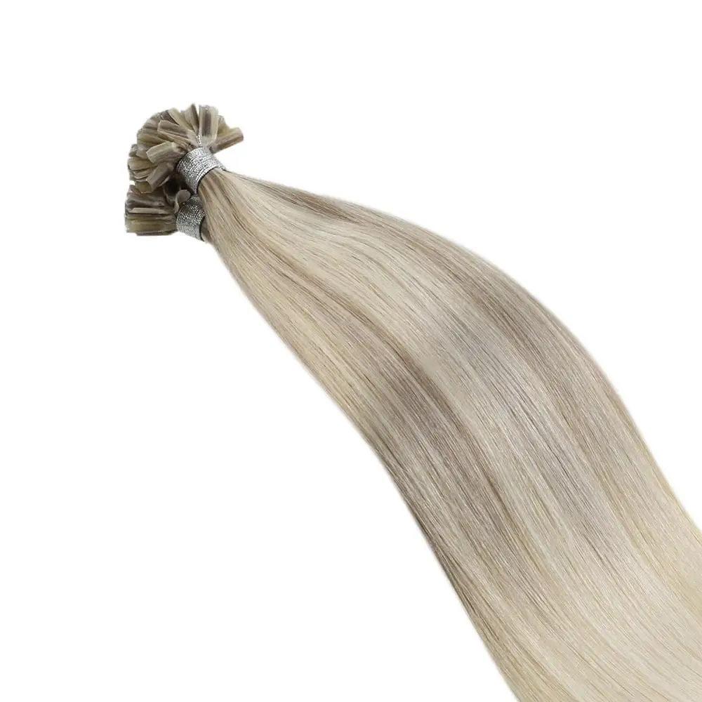 Ugeat U Tip Nail Hair Extension Machine Remy Hair 14-24inch Natural Straight Real Human Hair Pre-bonded Hair Extensions 50g/100g
