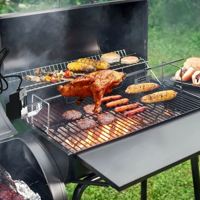 Universal Automatic Grill Rotisserie with 4W Electric Motor BBQ Bracket Roaster Spit Rod Fork Holders bbq