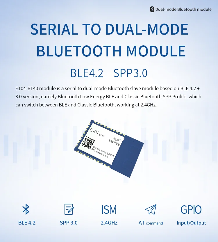 E104 Bt40 Ble4 2 Spp3 0 シリアルポートにデュアルモードの Bluetooth スレーブモジュールの低消費電力でコマンド 3dbm Uart Pcb アンテナ Fixed Wireless Terminals Aliexpress