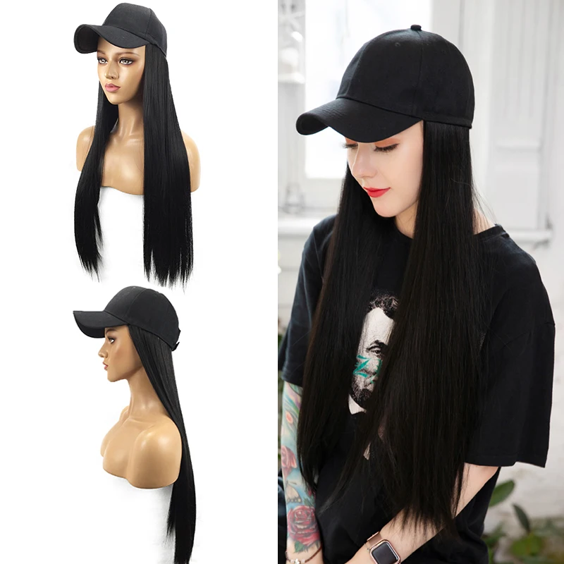 

1 PCS Adjustable Long Hair Wig Hat Long Straight Women Baseball Cap With Synthetic Hair Extension All-in-one Long Hair Wig Hat