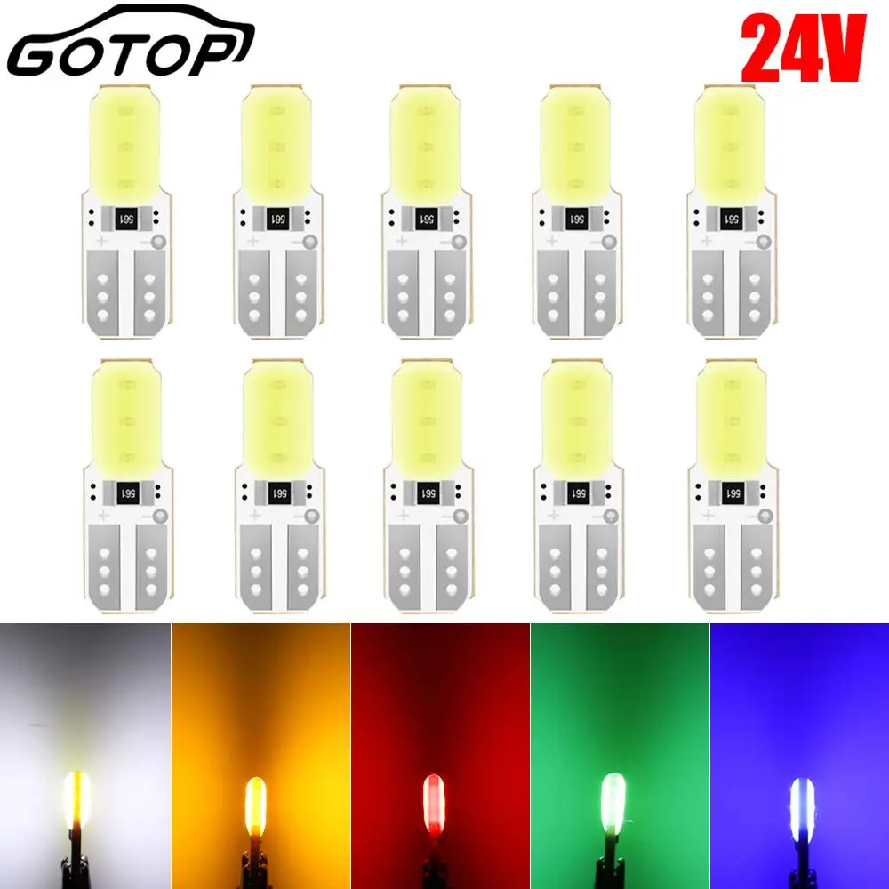 10 шт. T10 светодиодный лампы W5W 194 168 2SMD COB DC 24V Клин светильник лампа внутреннего