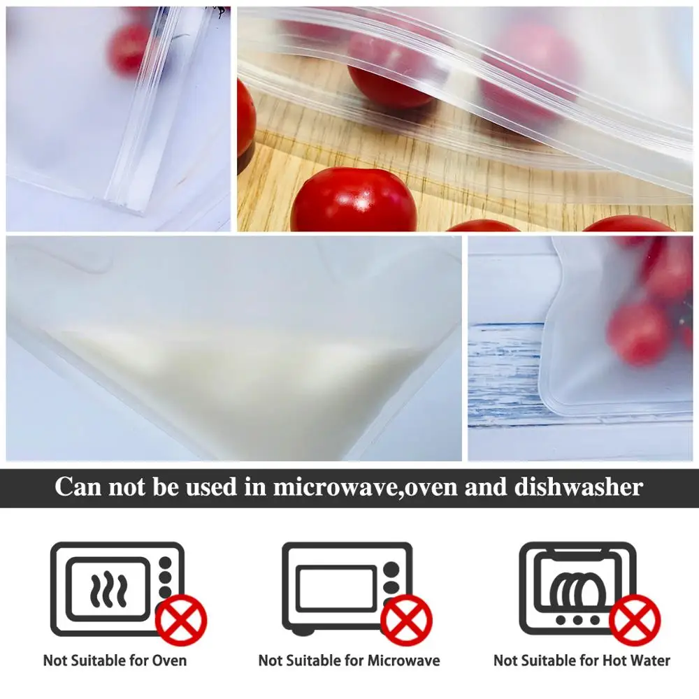 Reusable Silicone Food Storage Bag Kitchen Zip Shut Bag Leakproof Containers Fresh Organizer