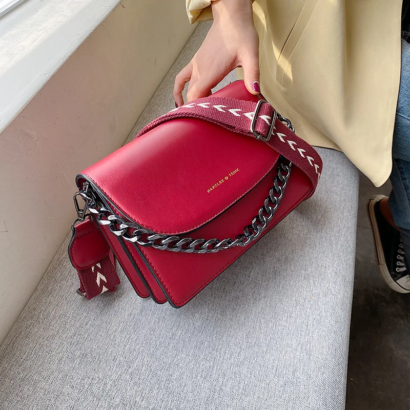 

Small Square Women Crossbody Bag Female 2020 New Trend Lady Retro Shoulder Messenger Bag Thick Chain High Quality Handbag