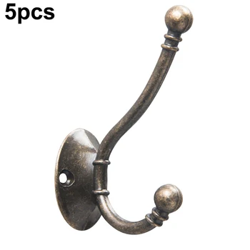 

5x Double HAT & COAT HOOKS Large Pack Alloy Dress Robe Garment Peg Door Hanger