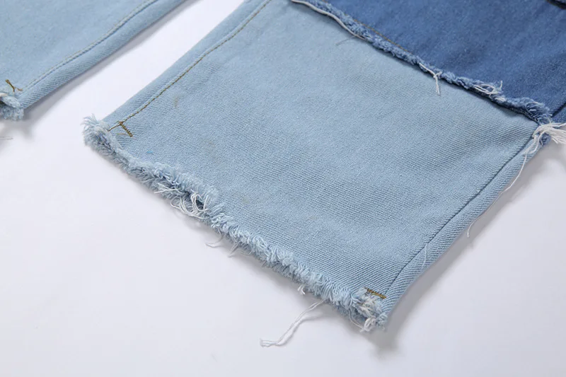 remendo costura ponto jeans para mulher calças de cintura alta hip hop